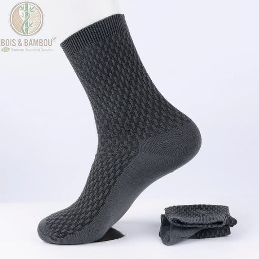 Chaussettes en bambou coloris gris fer, version longue