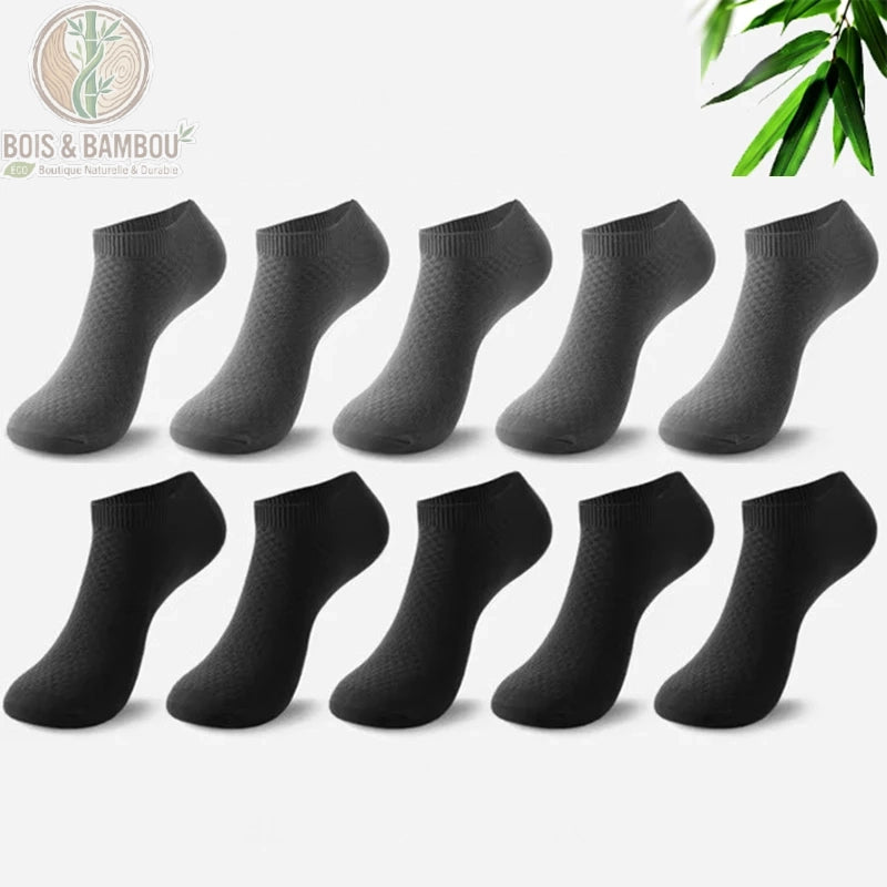 Lot mixte de 5 paires gris foncé et 5 paires noires en bambou