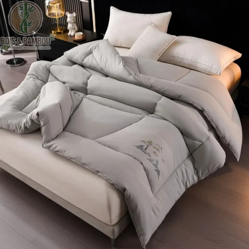 Couette coton bambou soja coloris gris