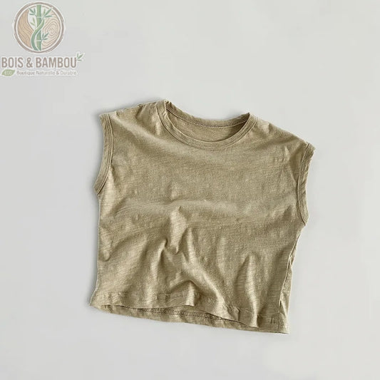 Débardeur bébé bambou sans manches coloris beige
