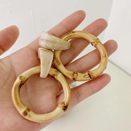 Boucles d'oreilles pendantes en bambou