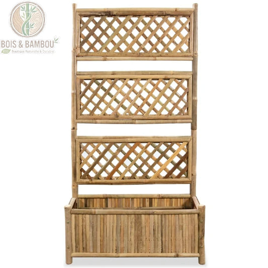 Jardinière bambou treillis claire vue ensemble 3 panneaux fond blanc
