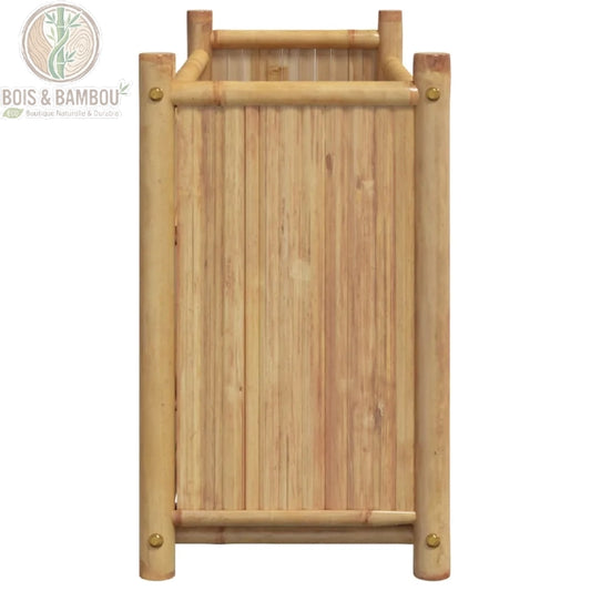 Vue latérale bac bambou 100 cm lames verticales fond blanc