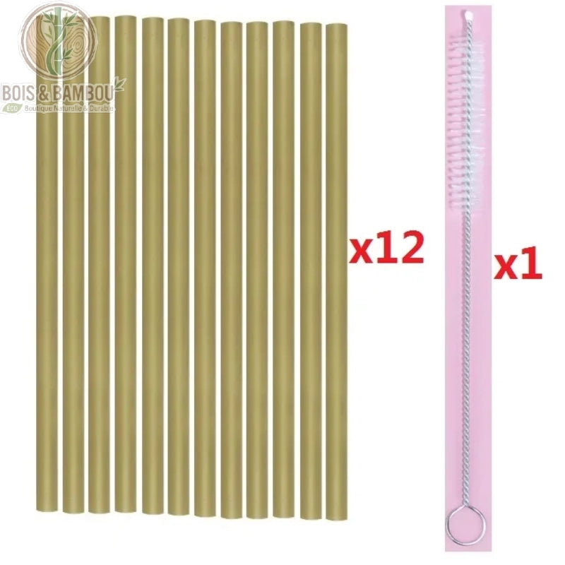 Kit de 12 pailles en bambou bio