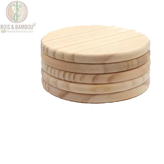Lot de sous-verres ronds en bois naturel