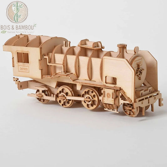 Maquette train à vapeur en bois découpé assemblée