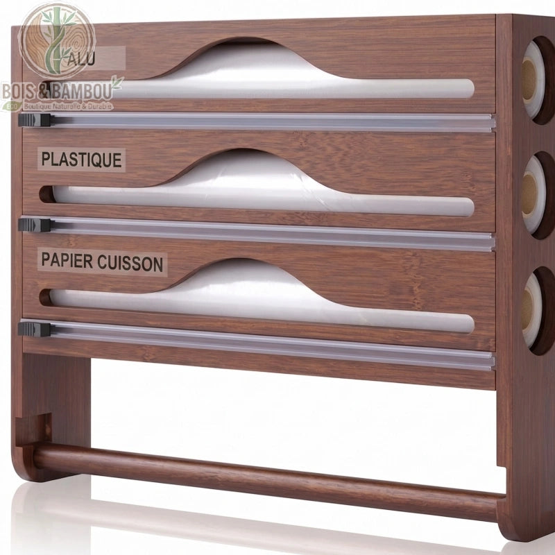 Organisateur de cuisine en bambou 2-en-1