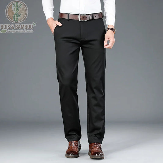 Pantalon bambou homme bureau coloris Noir vue porté