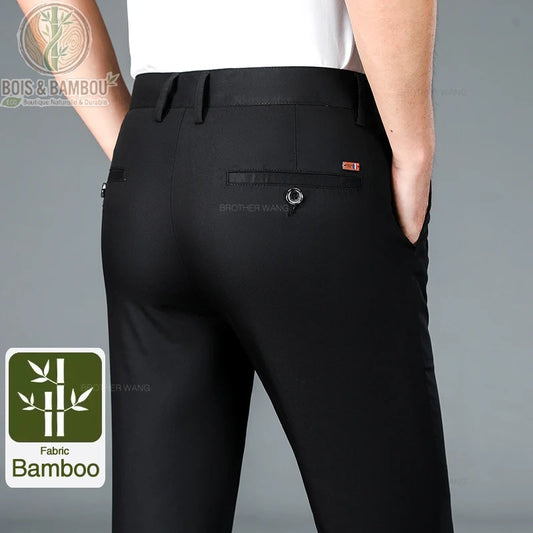 Pantalon bambou homme droit vue arrière noir