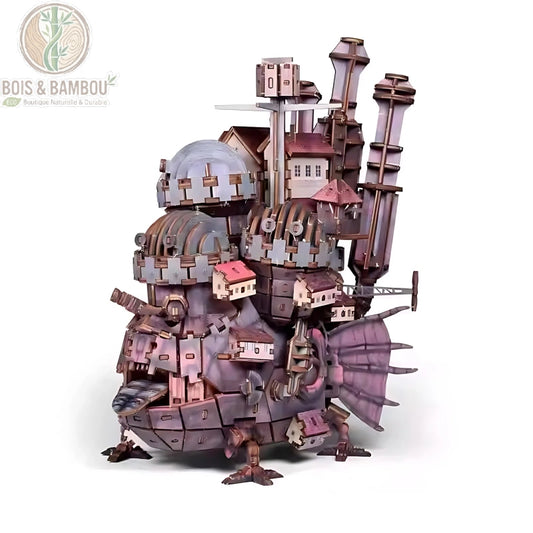 Maquette château médiéval bois finition sombre teinte foncée