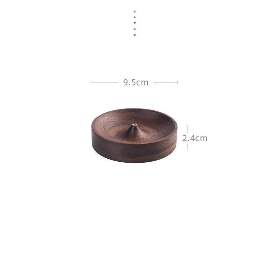 Porte-encens rond en noyer noir