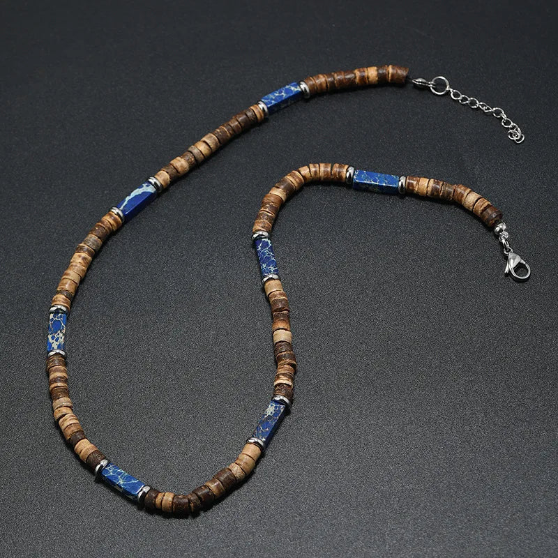 Collier en pierre naturelle et bois