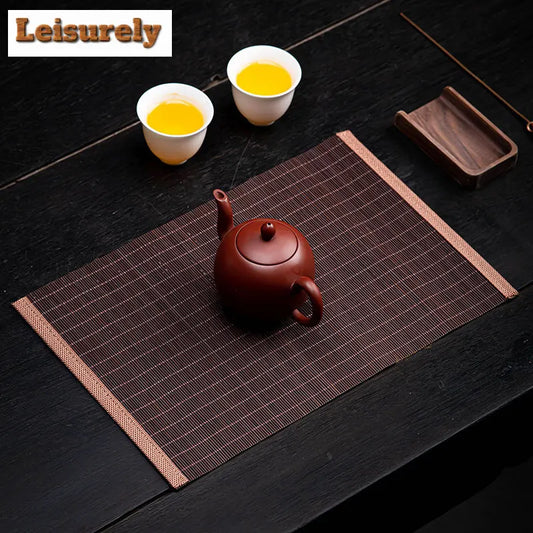 Tapis de table à thé en bambou tissé