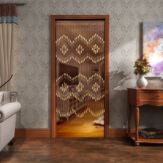 Rideau de porte en perles de bois et bambou