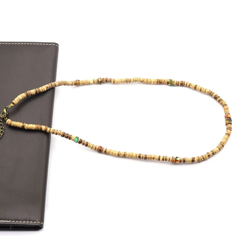 Collier en bois naturel pour homme