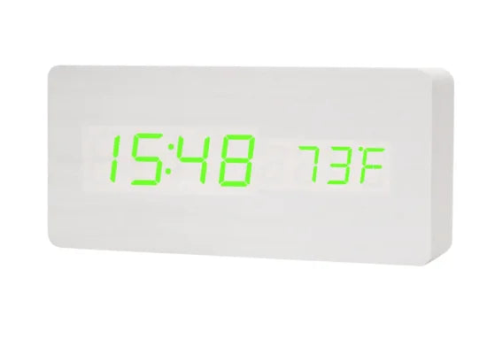 Réveil numérique bois LED