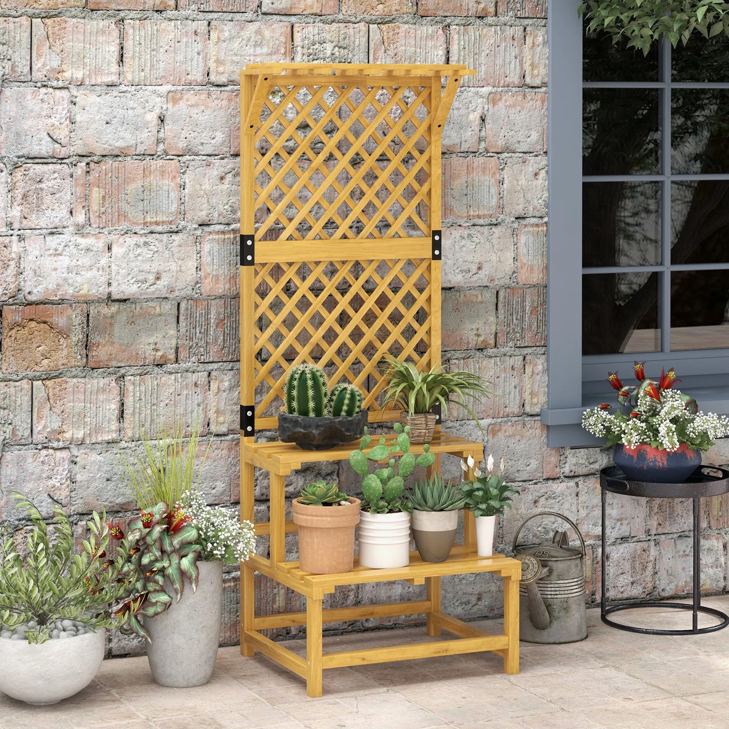 Support de Plantes en Bois avec Treillis