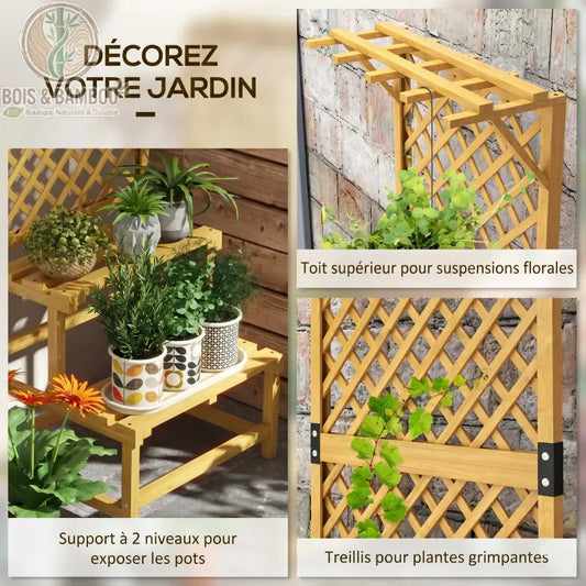 Support de Plantes en Bois avec Treillis