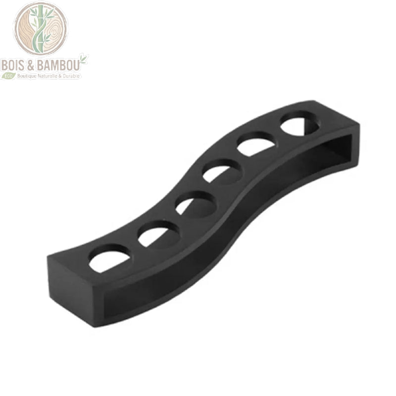 Support verre shot bambou noir modele courbe, packshot ondule laque noir, Bois et Bambou Eco