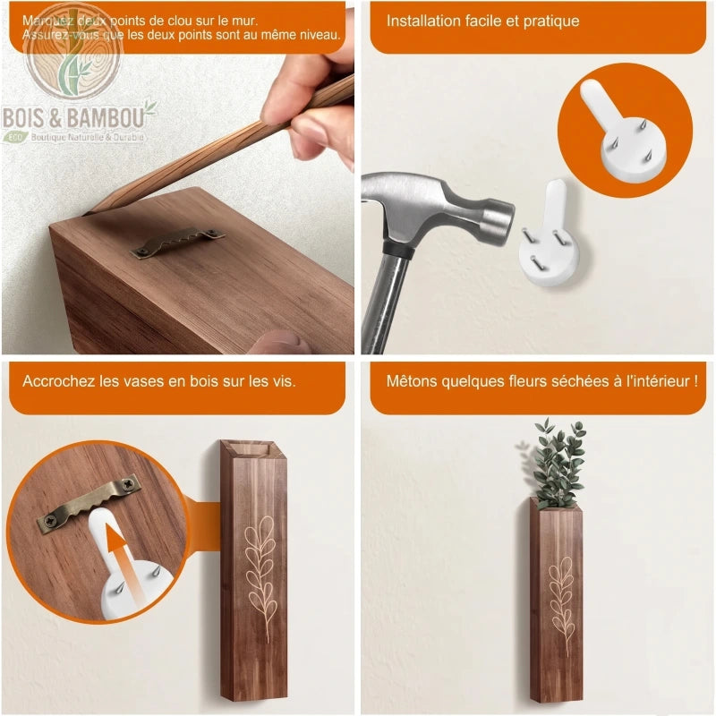 Vases Muraux en Bois