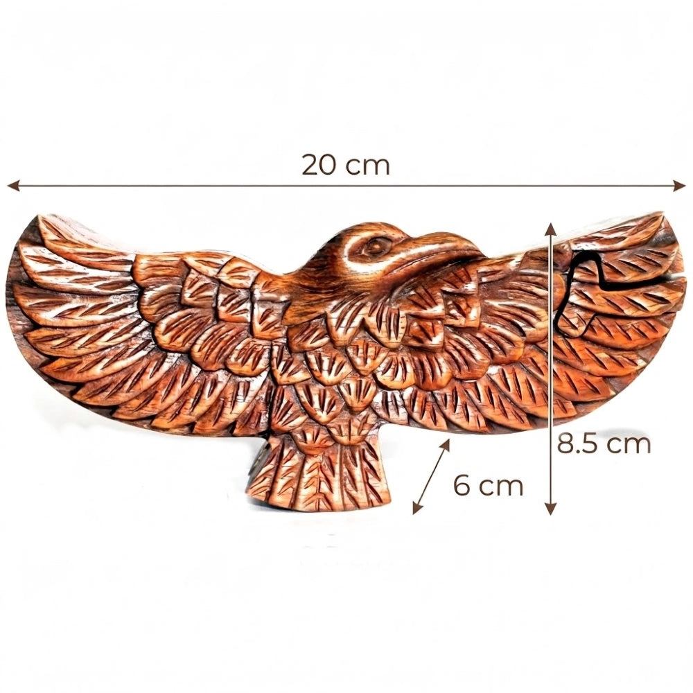 Boîte à bijoux en bois sculpté aigle, dimensions 20 par 8,5 par 6 cm