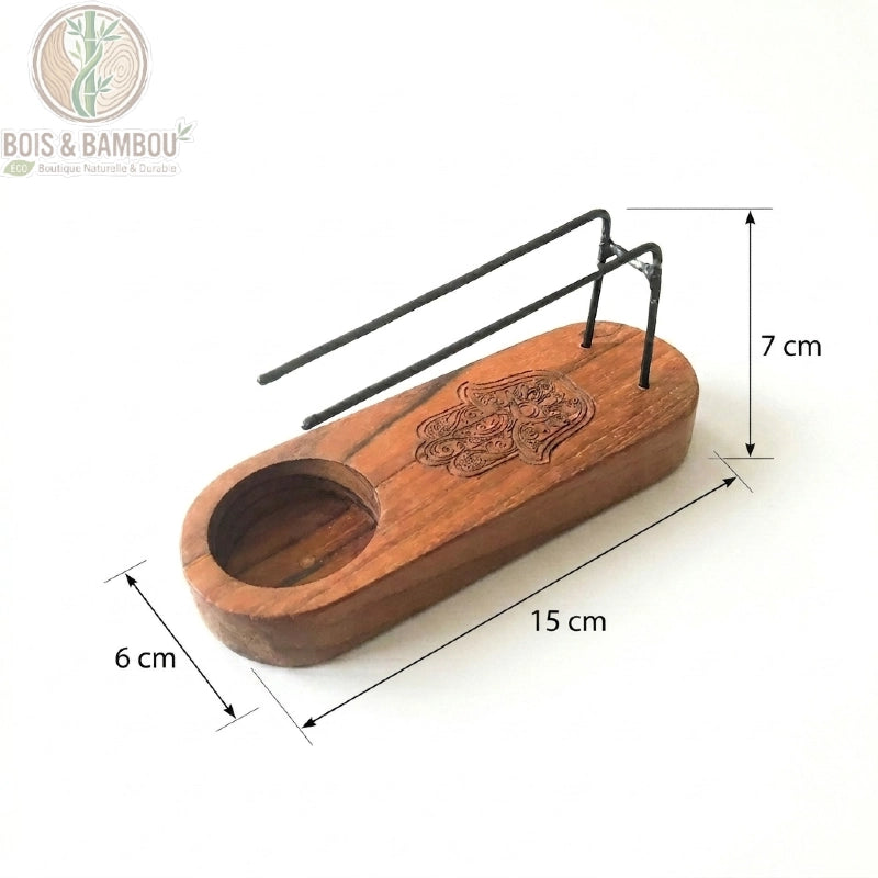 Mini Porte Palo Santo Bois de Teck Motif Main de Fatma Dimensions Bois Et Bambou Eco