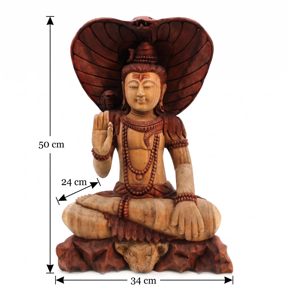 Statue de Shiva au cobra en bois de Suar, schéma des dimensions