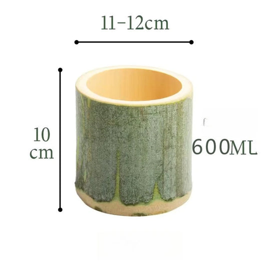 Tasse en bambou tube vert naturel, grand diamètre 11 à 12 cm, contenance 600 ml