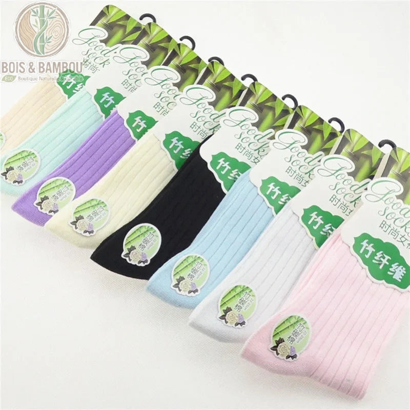 Chaussettes bambou femme côtelées lot de 3 paires dans leur emballage