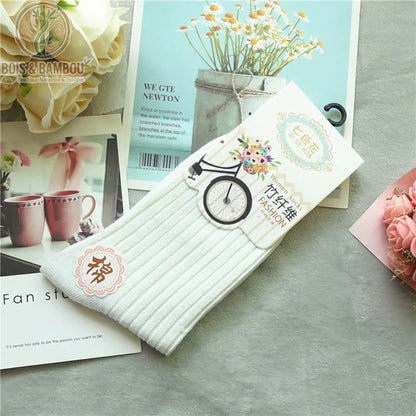 Chaussettes bambou femme côtelées coloris beige dans leur emballage