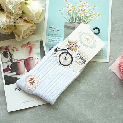 Chaussettes bambou femme côtelées coloris blanc dans leur emballage