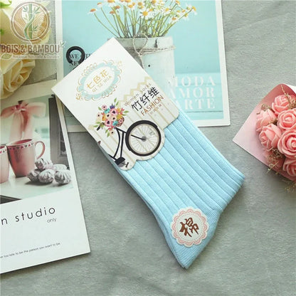 Chaussettes bambou femme côtelées coloris bleu dans leur emballage
