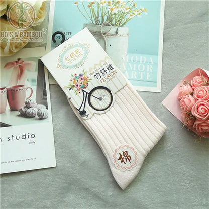 Chaussettes bambou femme côtelées coloris kaki dans leur emballage