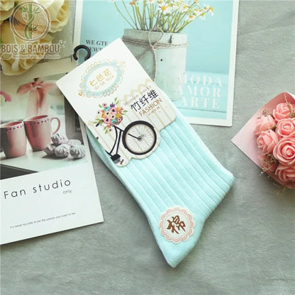 Chaussettes bambou femme côtelées coloris vert dans leur emballage