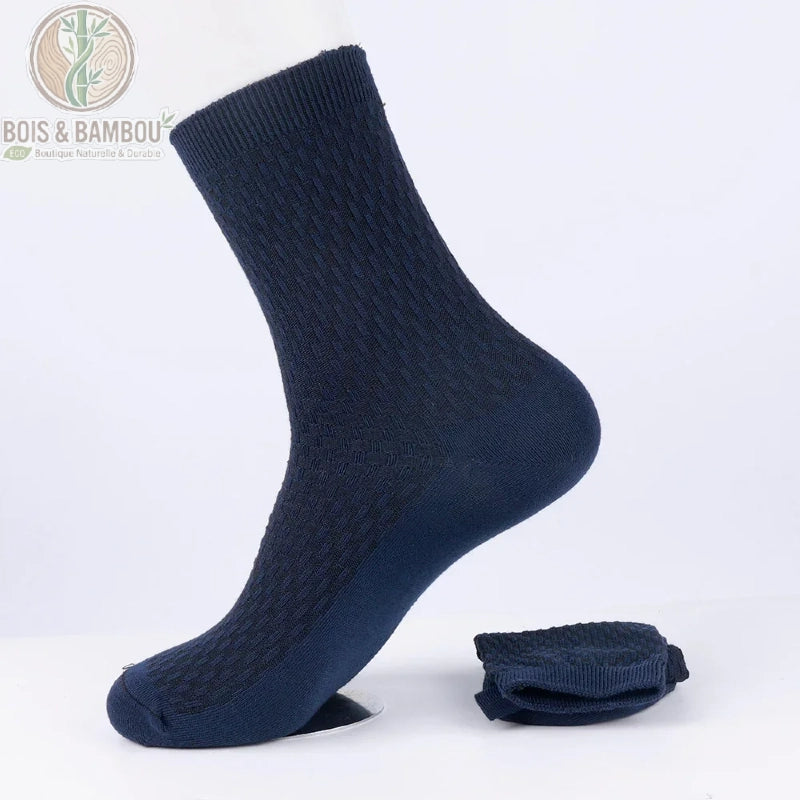 Chaussettes en bambou coloris bleu marine, version longue