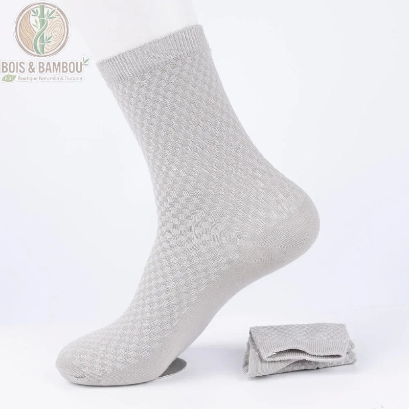 Chaussettes en bambou coloris blanc, version longue