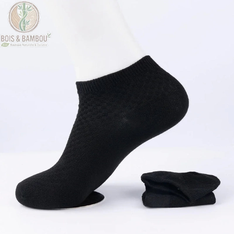 Chaussettes en fibre de bambou coloris noir, version courte