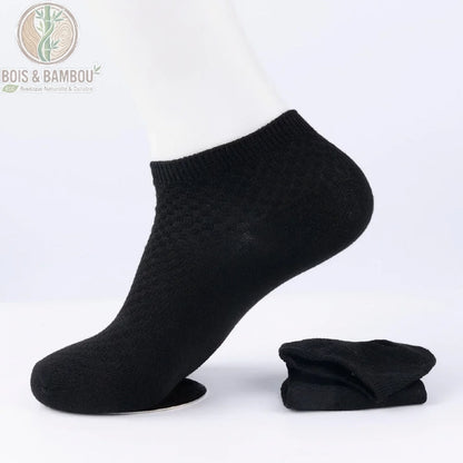 Chaussettes en fibre de bambou coloris noir, version courte