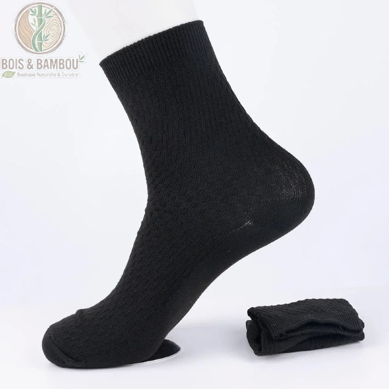 Chaussettes en fibre de bambou coloris noir, version longue