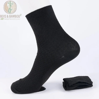 Chaussettes en fibre de bambou coloris noir, version longue