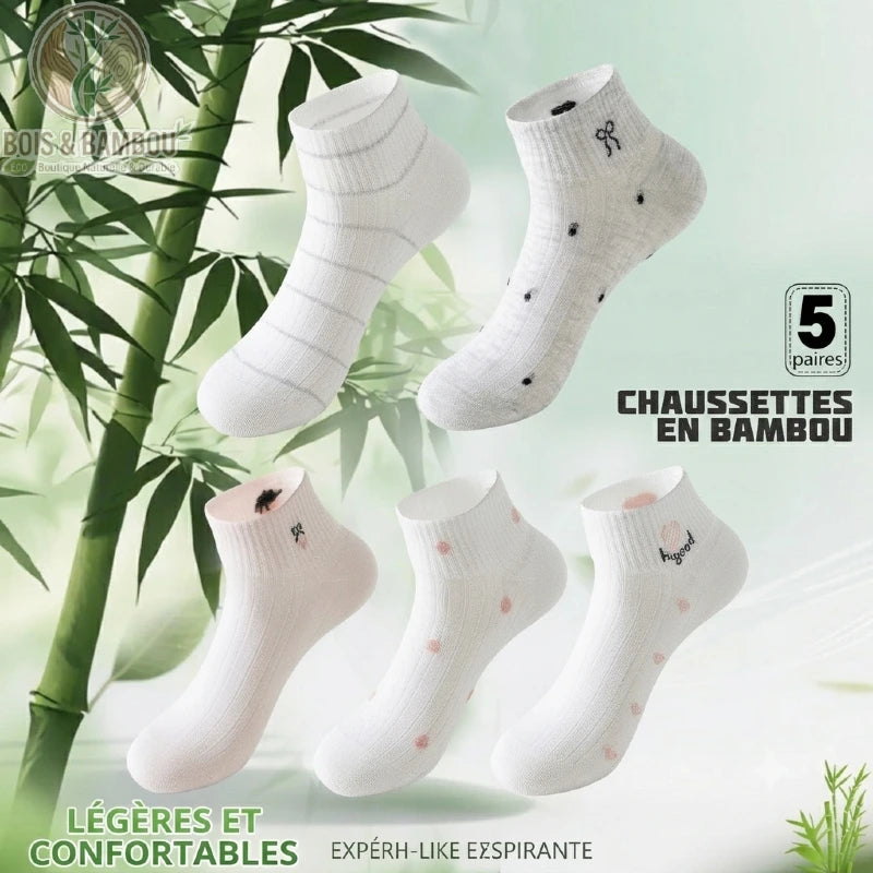 Lot de 5 paires de chaussettes en bambou femme légères et respirantes
