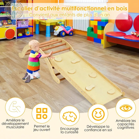 Aire de Jeux 3-en-1 en Bois