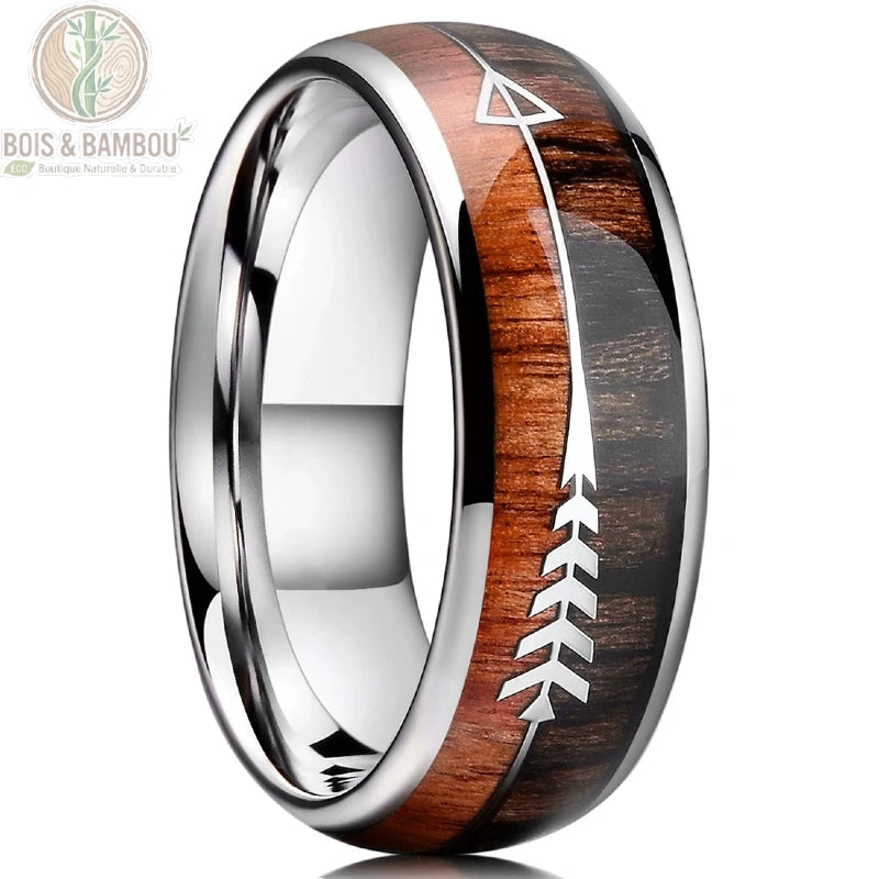 Alliance bois koa acier brossé 8mm design S15
