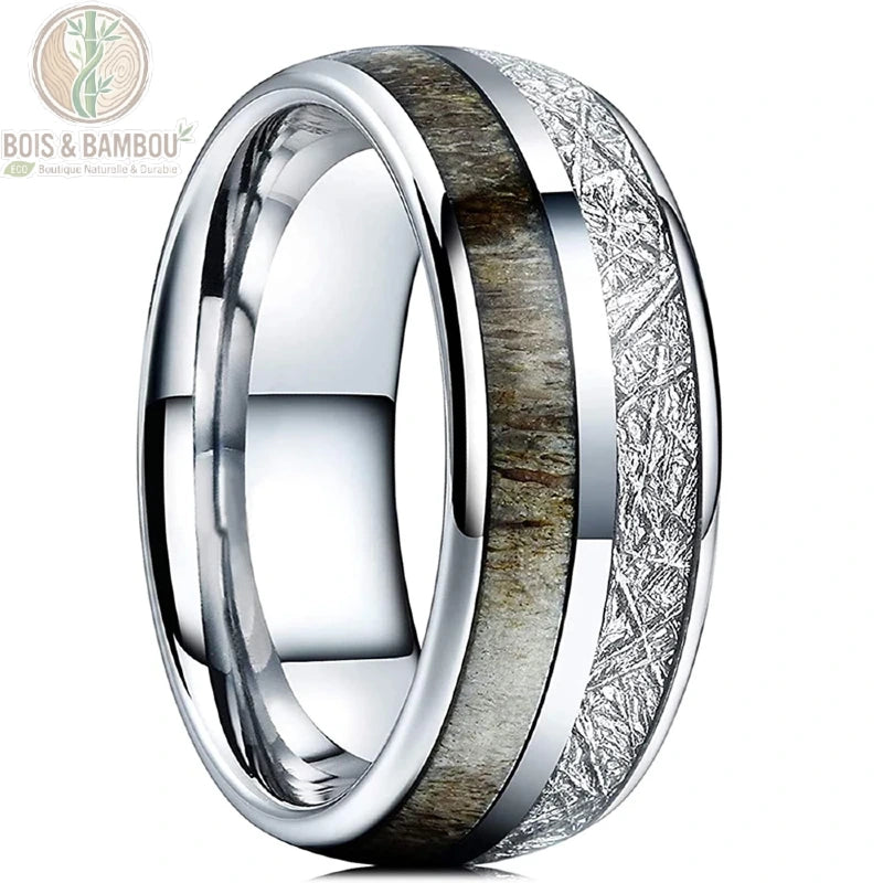 Alliance bois koa acier brossé double rainure design S29