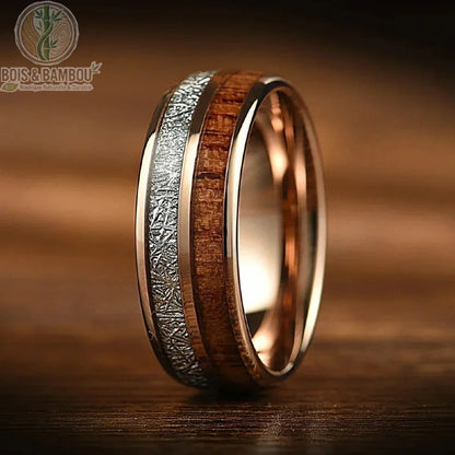 Alliance bois koa acier brossé double rainure design S32