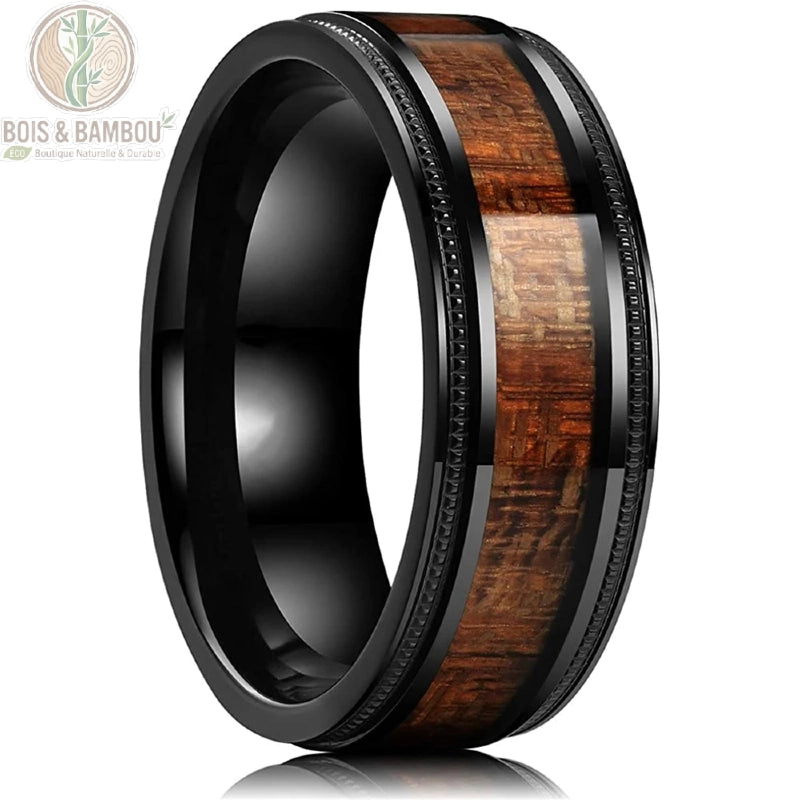 Alliance bois koa et acier brossé homme design S34