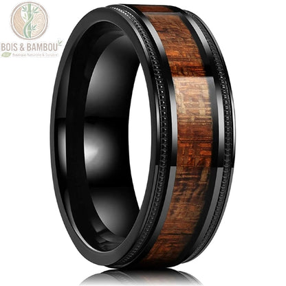 Alliance bois koa et acier brossé homme design S34
