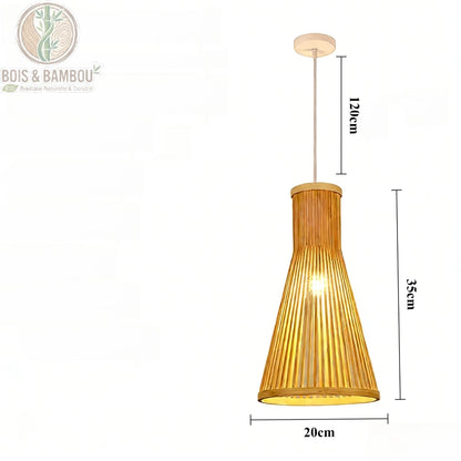 Suspension conique en bambou tressé dimensions 20 x 35 cm