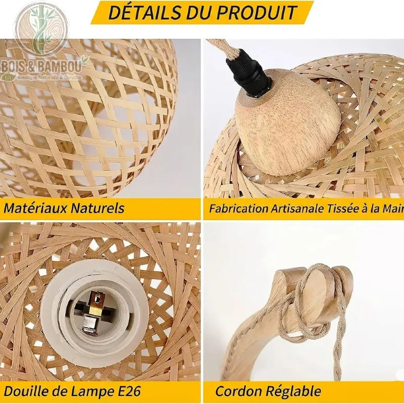 Fiche détails produit matériaux naturels fabrication artisanale culot E26