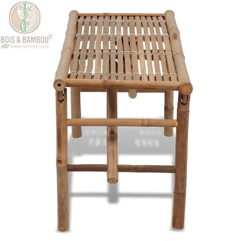 Banc bambou jardin pliable 118 cm profil latéral structure bambou massif
